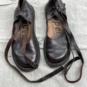 Trippen flats with ankle strap sz 40 preloved